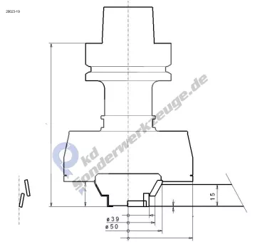 Fase Absatz Oberkante (HSK20C) für Gipskarton - Teilehöhe 15 mm