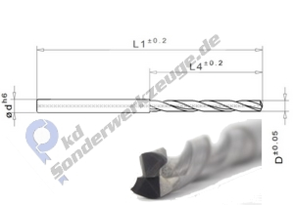 lochbohrer, PKD Bohrer, Composite, Aluminium, CFRP, Vollkopf
