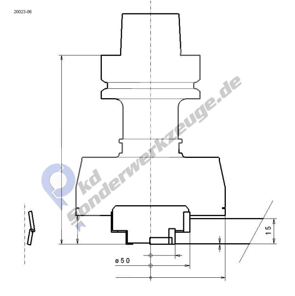Falzfräser (HSK20C) für Gipskarton Z2 Teilehöhe 15 mm