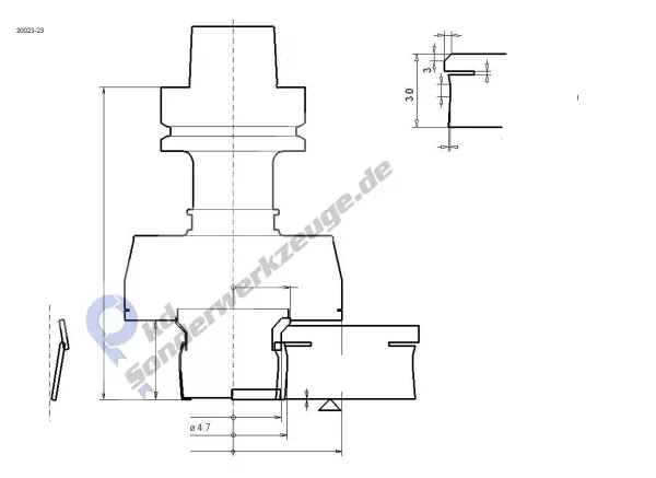 Sonderfräser (HSK20C) Kontur für Gipskarton - Teilehöhe 30 mm